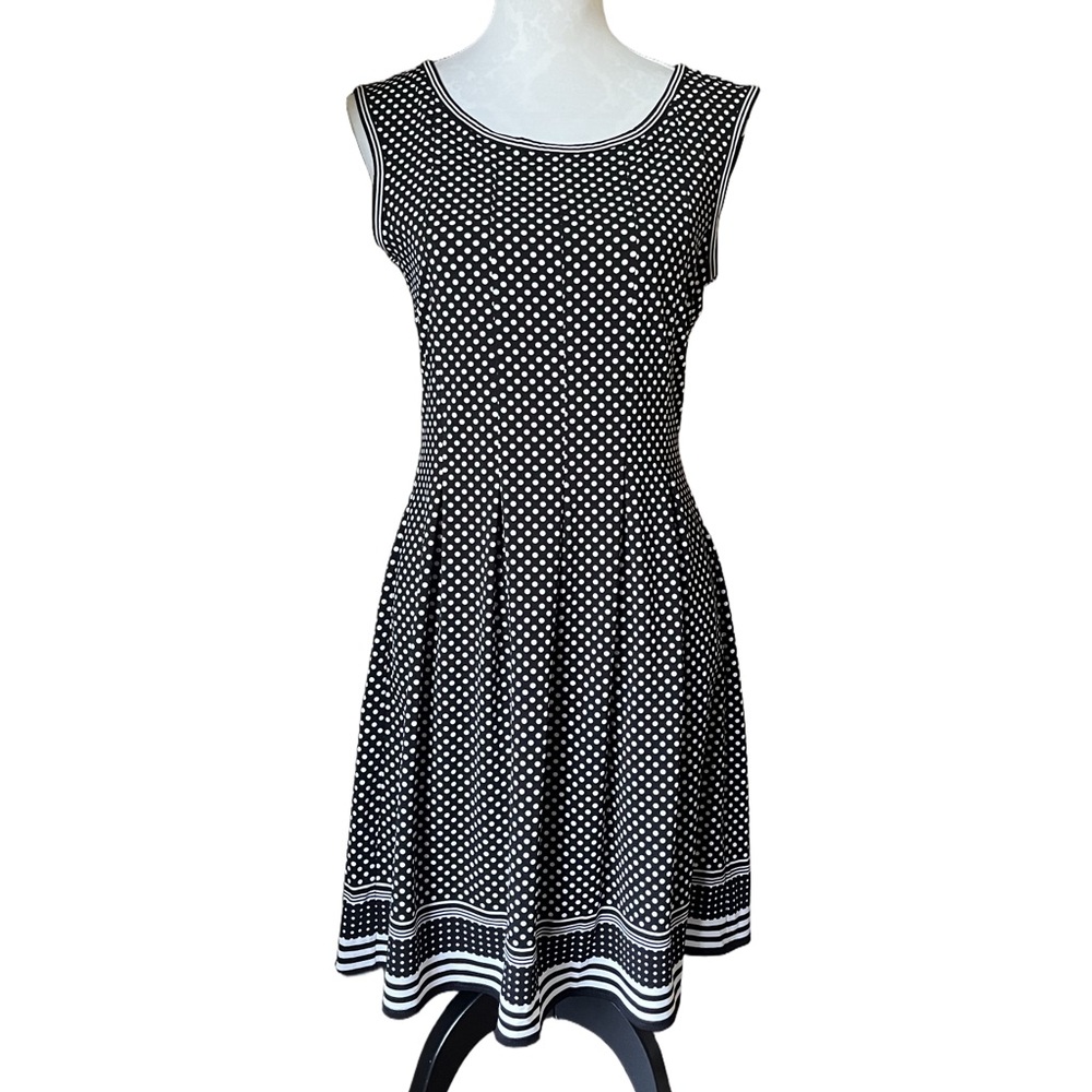 Mac Studio Blue Geometric Sleeveless Fit & Flare Dress Size Medium